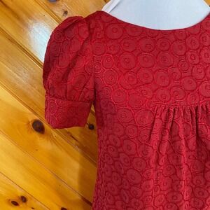 Ali Ro Red Puff Sleeve Dress Damask 2